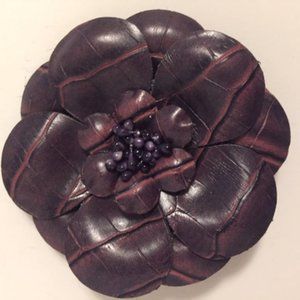 Funky Purple Croc-Like Brooch Lapel Pin Seed Bead